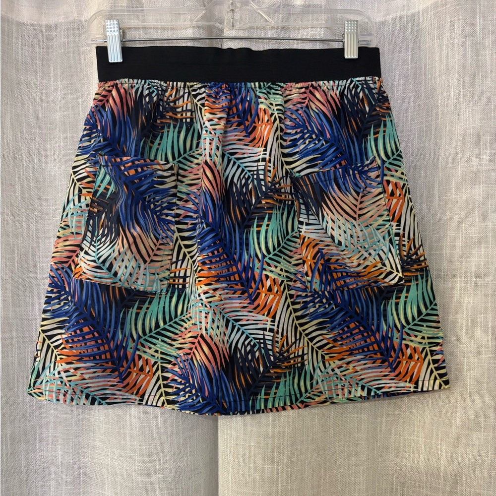 Brooklyn Industries Multicolor Leaf Tropical Print Mini Skirt